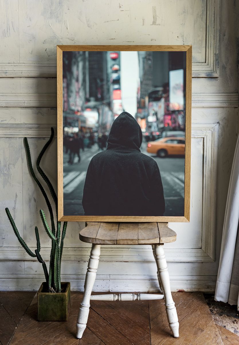 Mysterious Figure in Times Square — Urban Photography Print. — room view 1