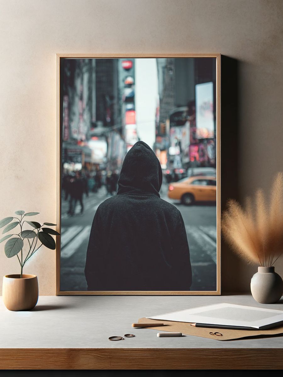 Mysterious Figure in Times Square — Urban Photography Print. — room view 2