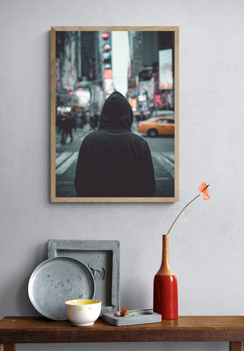 Mysterious Figure in Times Square — Urban Photography Print. — room view 3