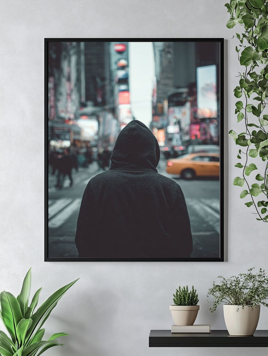 Mysterious Figure in Times Square — Urban Photography Print. — room view 4