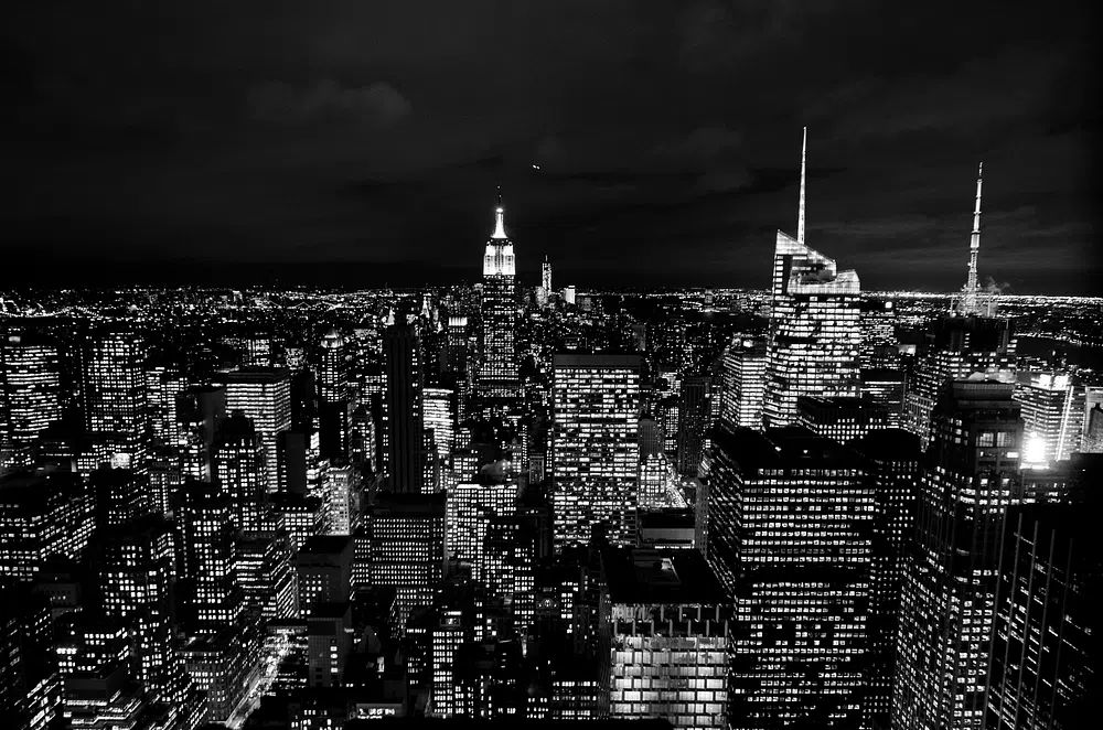 New York Skyline Black-White Poster. poster detail