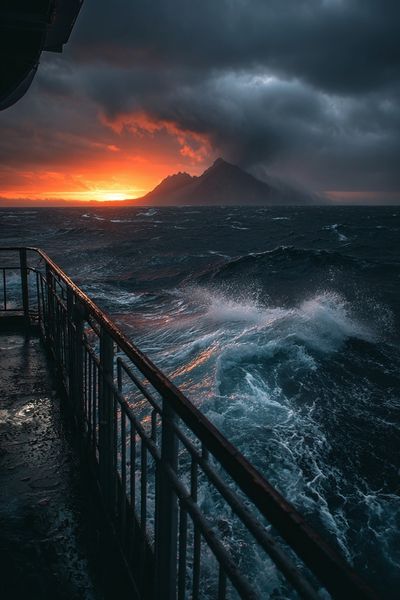 Stormy Ocean Sunset Photography Poster. poster print