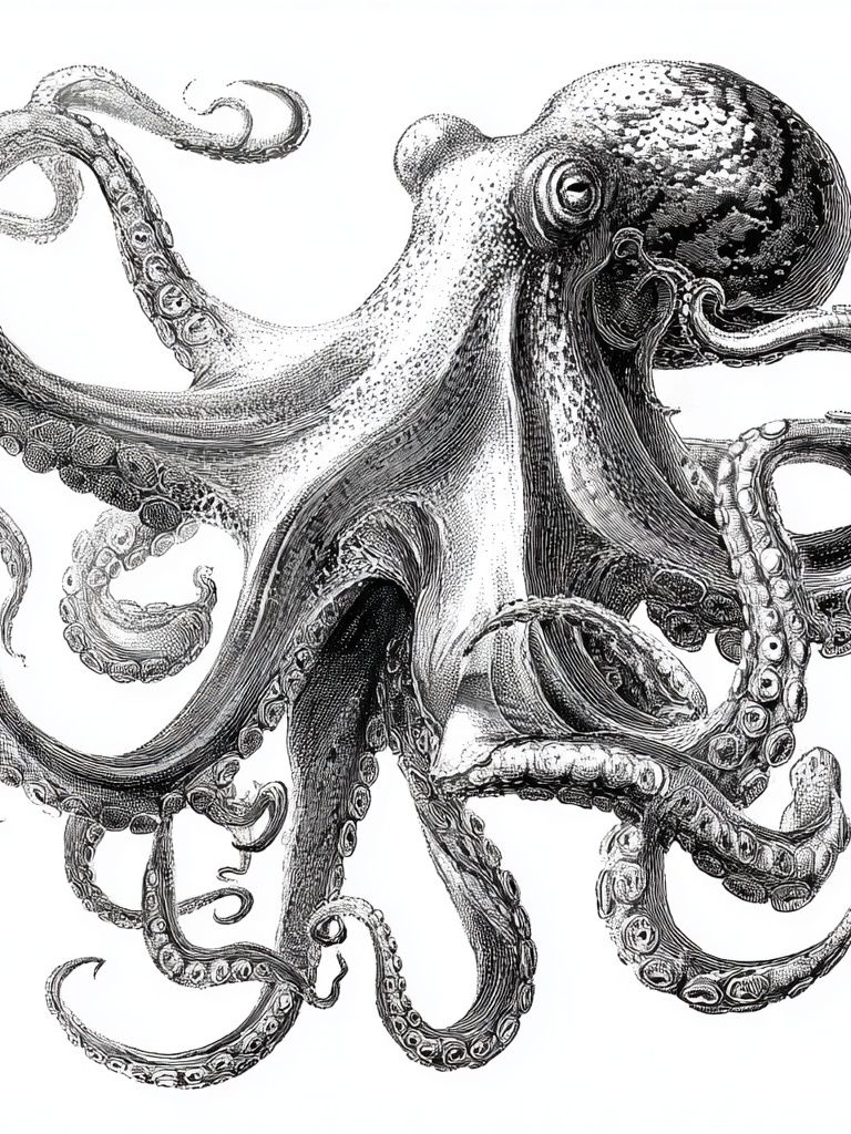 Octopus Ink Illustration Poster. poster — illustration art