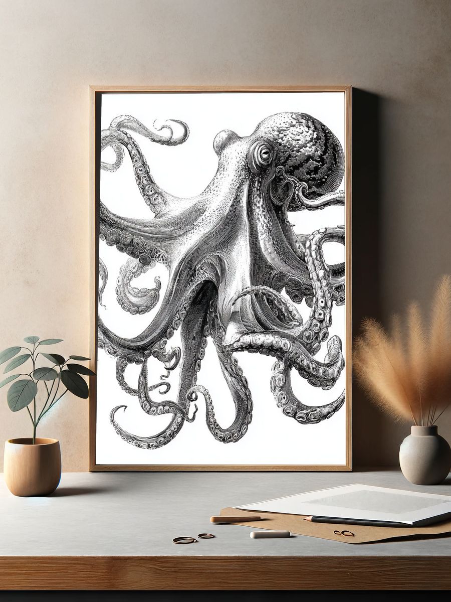 Octopus Ink Illustration Poster. — room view 2