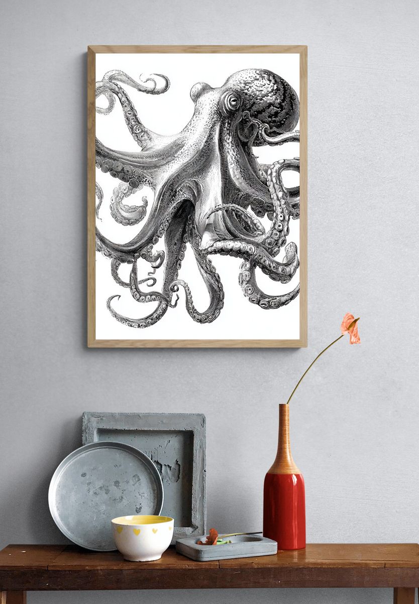 Octopus Ink Illustration Poster. — room view 3