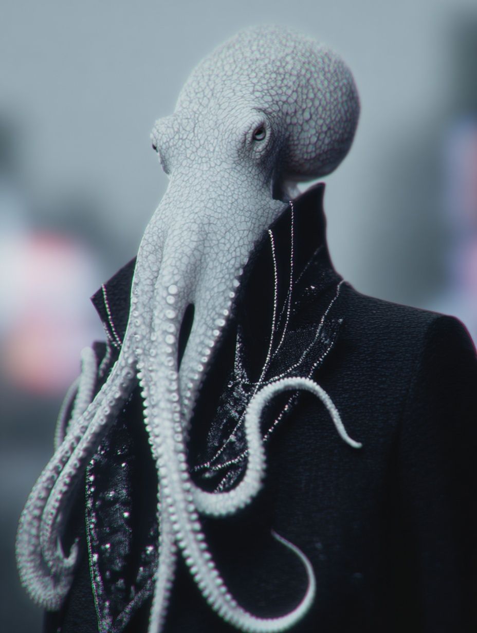 Octopus in Suit — Surrealism Print. poster — fine-art art