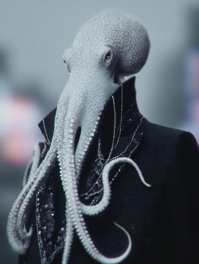 Octopus in Suit — Surrealism Print. poster