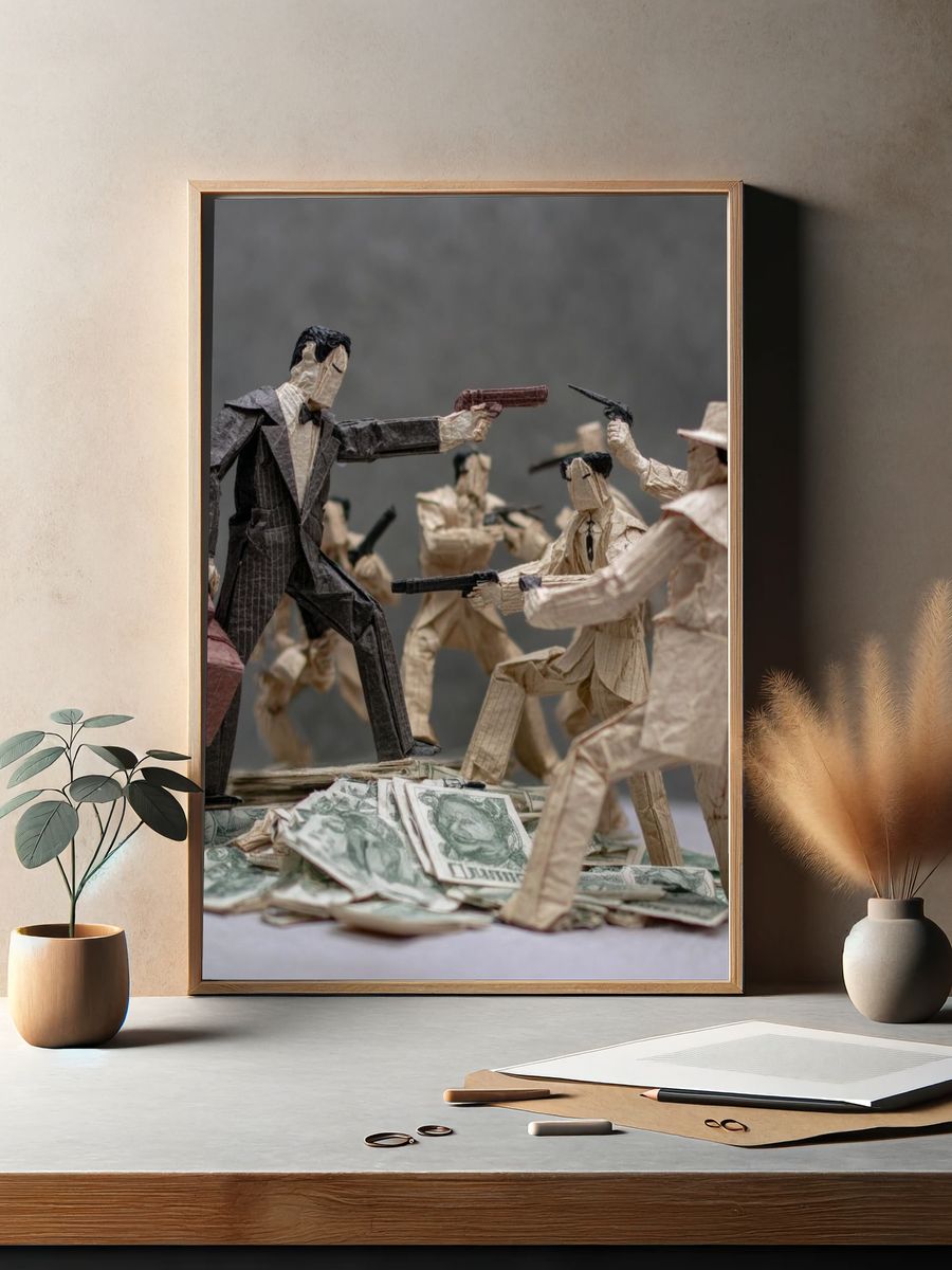 Origami Gangster Standoff Poster. — room view 2