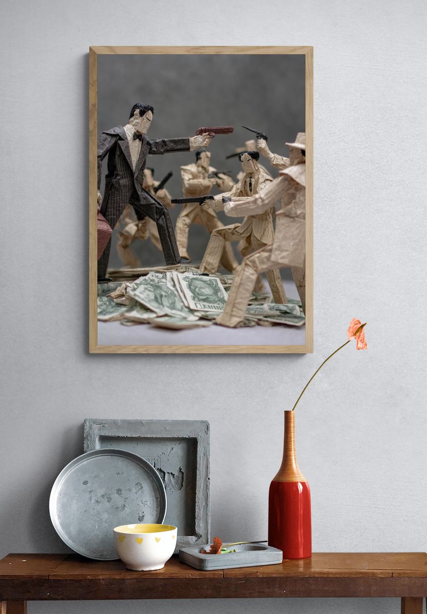 Origami Gangster Standoff Poster. — room view 3