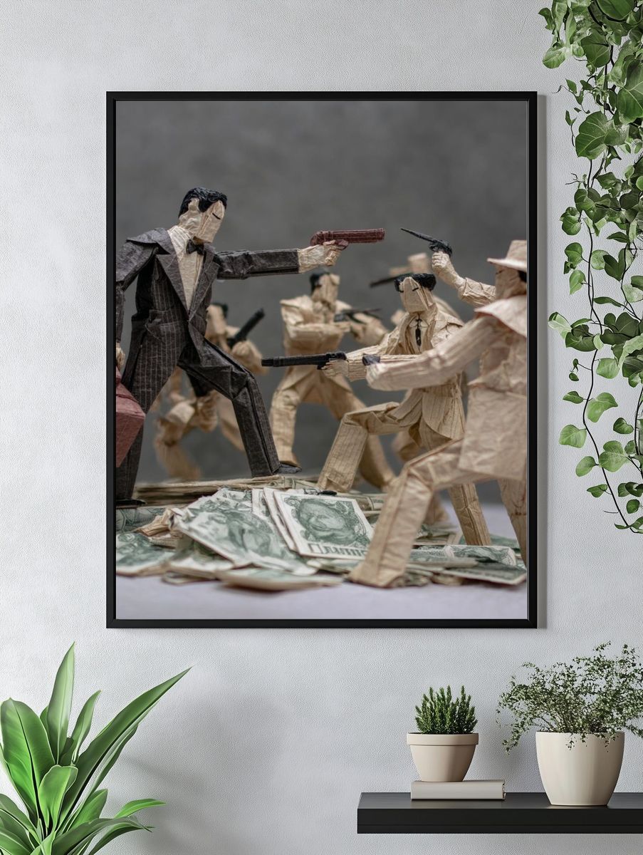 Origami Gangster Standoff Poster. — room view 4