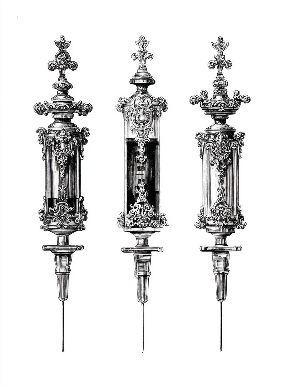 Ornate Syringe Illustration Poster. poster detail