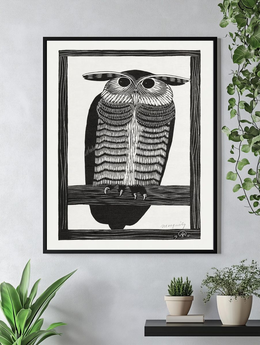 Horned owl (Hoornuil) (1915) print. — room view 4