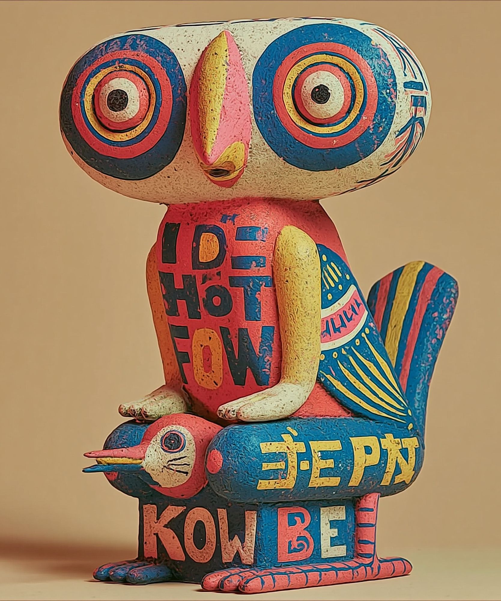 Colorful Owl Sculpture Poster. poster — illustration art