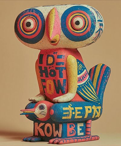Colorful Owl Sculpture Poster. poster