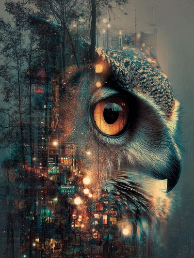 Urban Owl Digital-Art Poster. poster print
