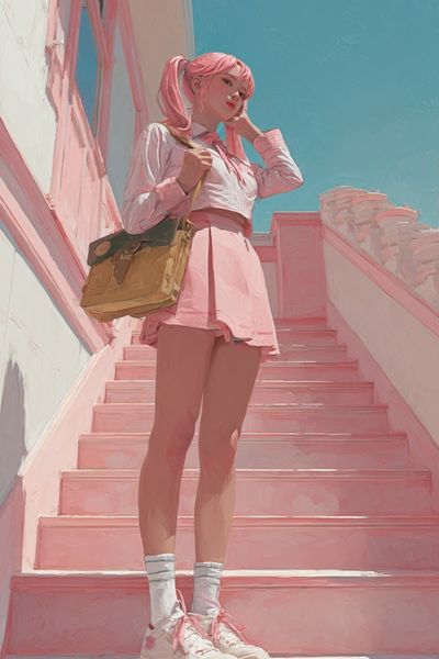 Pink Aesthetic Girl — Illustration Print. poster print