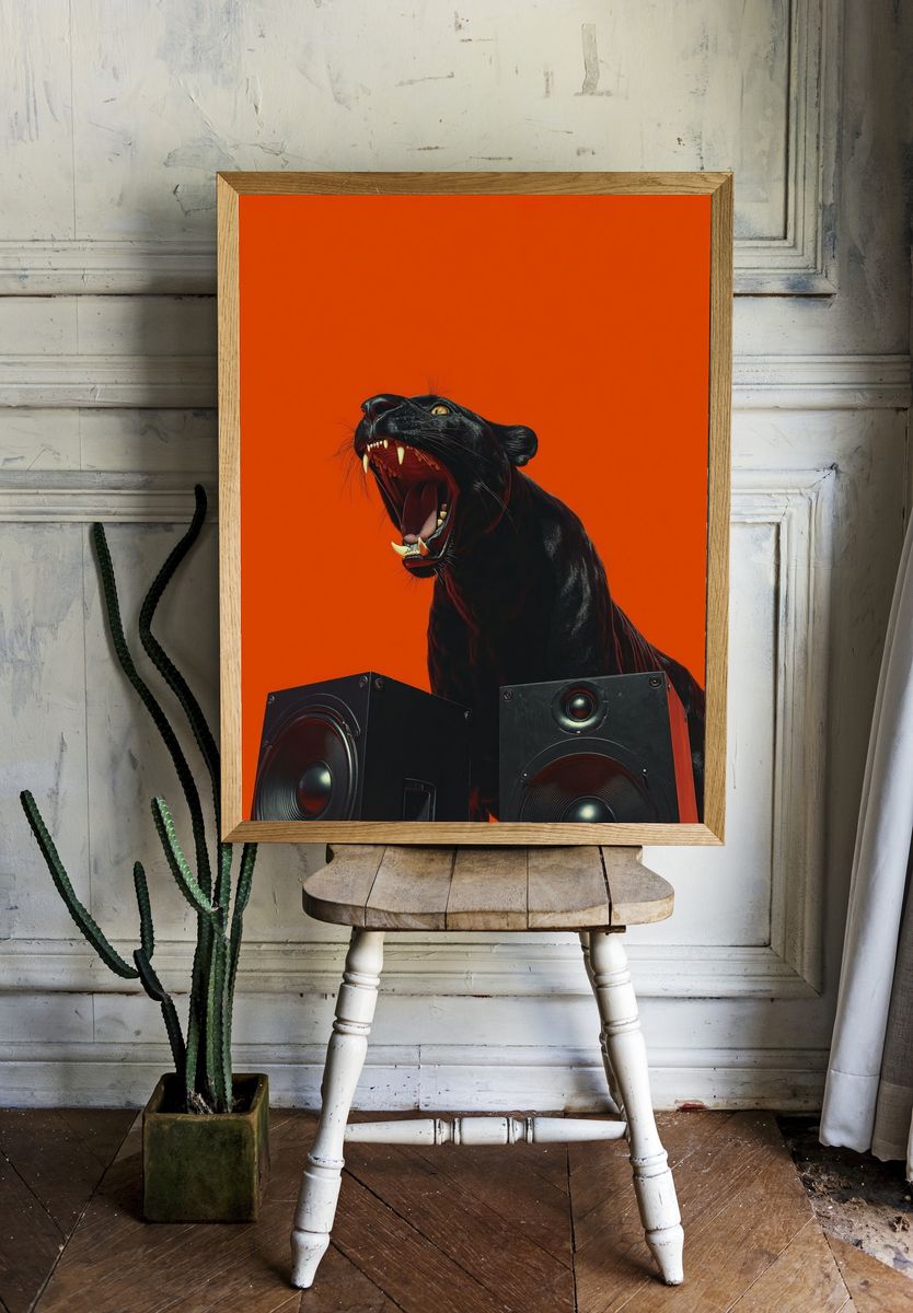 Roaring Panther — Contemporary Print. — room view 1