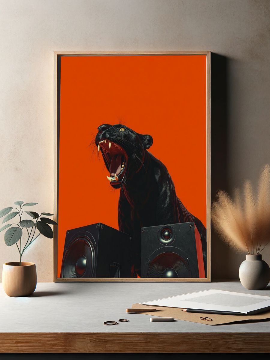 Roaring Panther — Contemporary Print. — room view 2