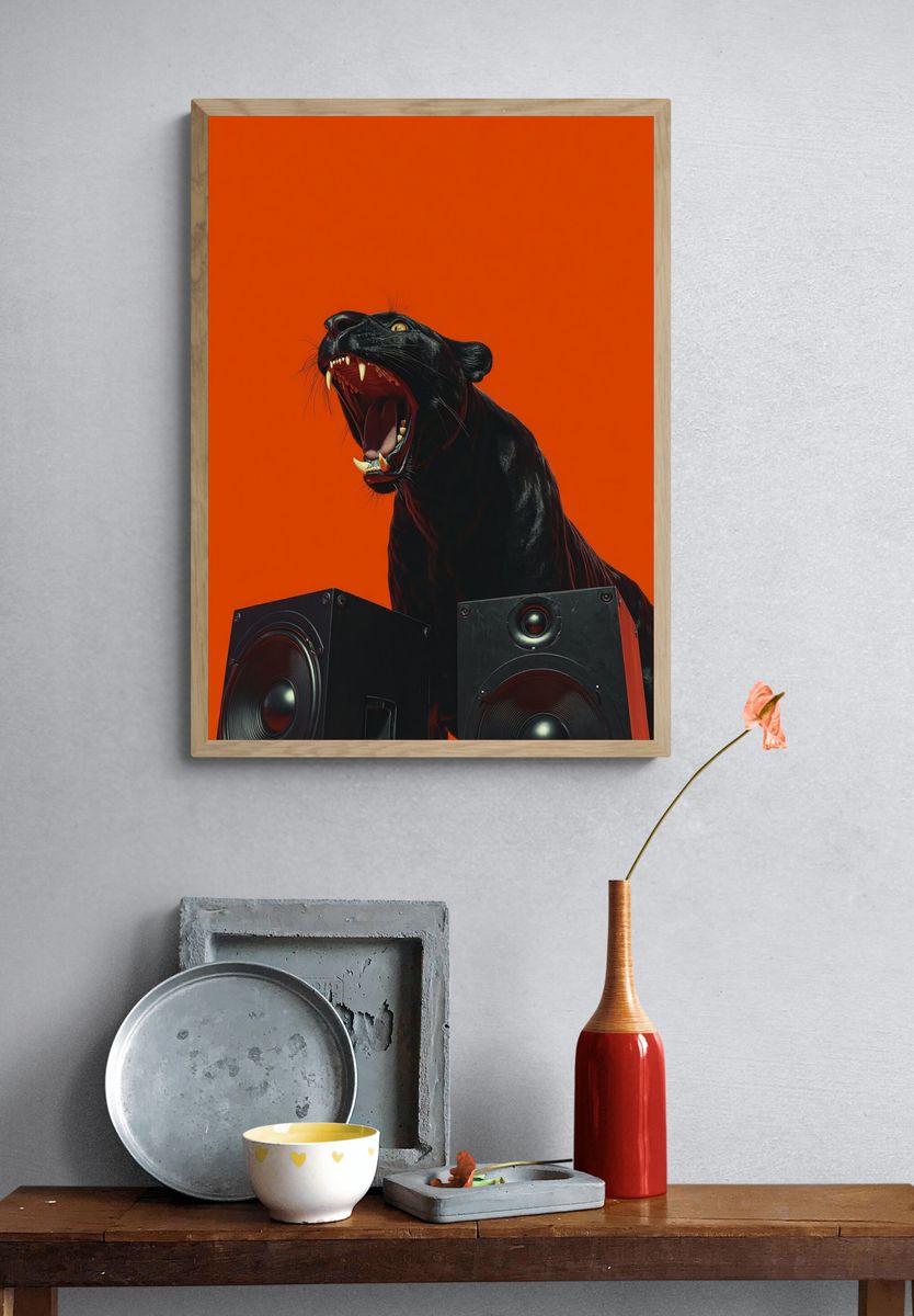 Roaring Panther — Contemporary Print. — room view 3