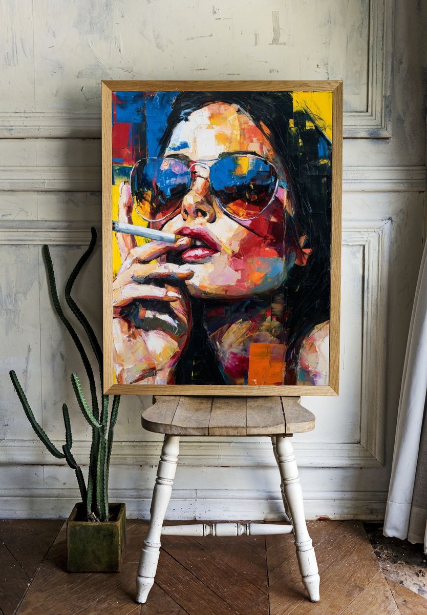 Bold Woman with Sunglasses — Pop Art Print. — room view 1