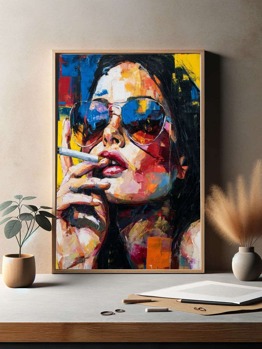 Bold Woman with Sunglasses — Pop Art Print. — room view 2