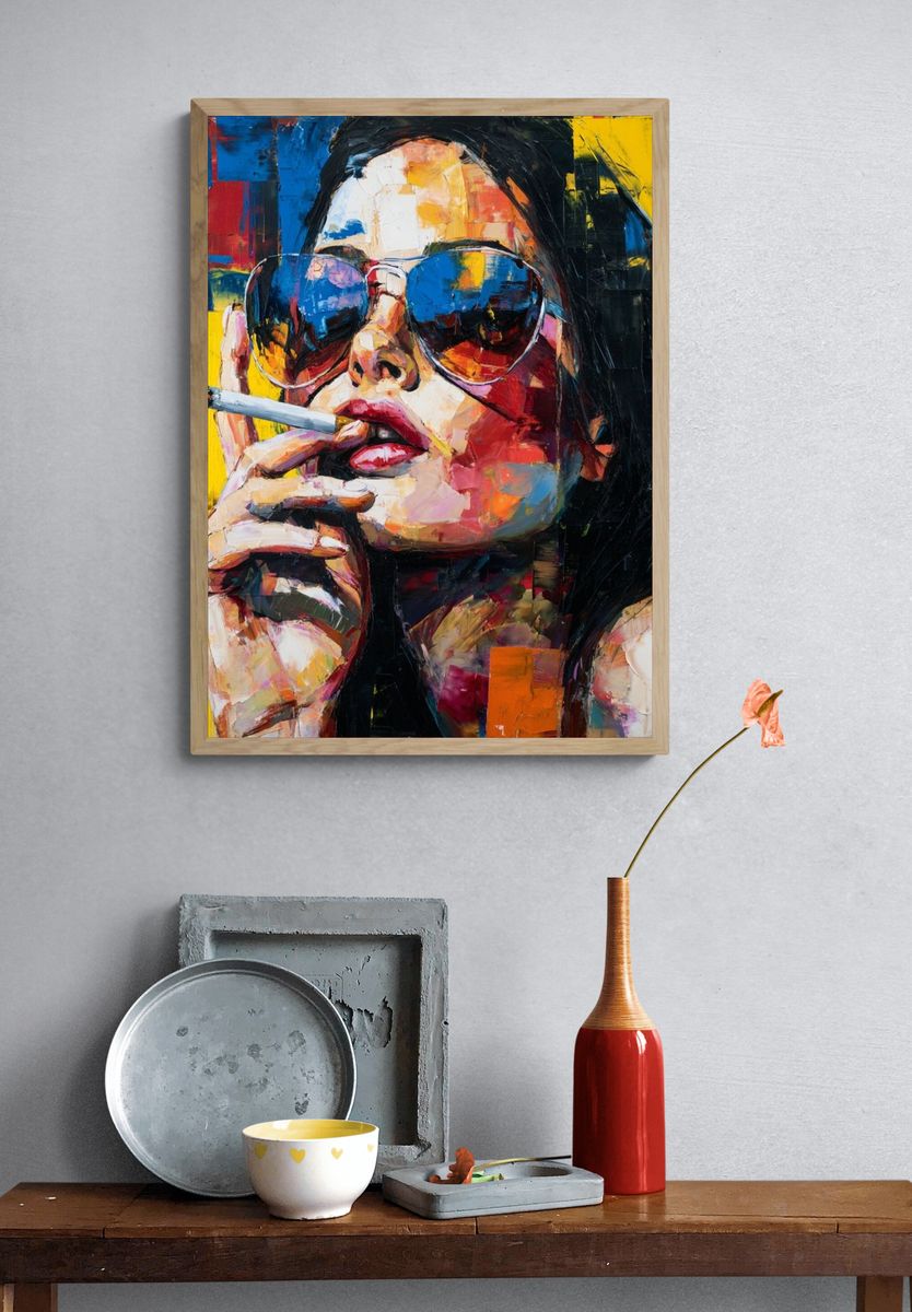 Bold Woman with Sunglasses — Pop Art Print. — room view 3