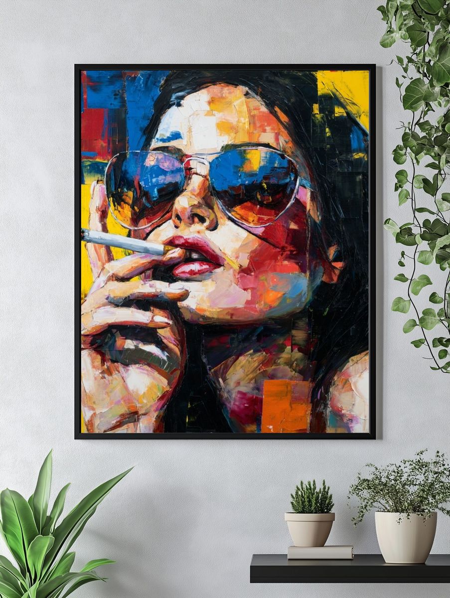 Bold Woman with Sunglasses — Pop Art Print. — room view 4