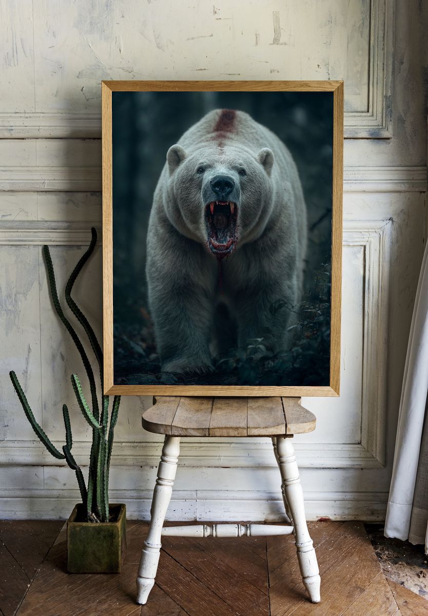 Fierce Polar Bear Photography Poster. — room view 1