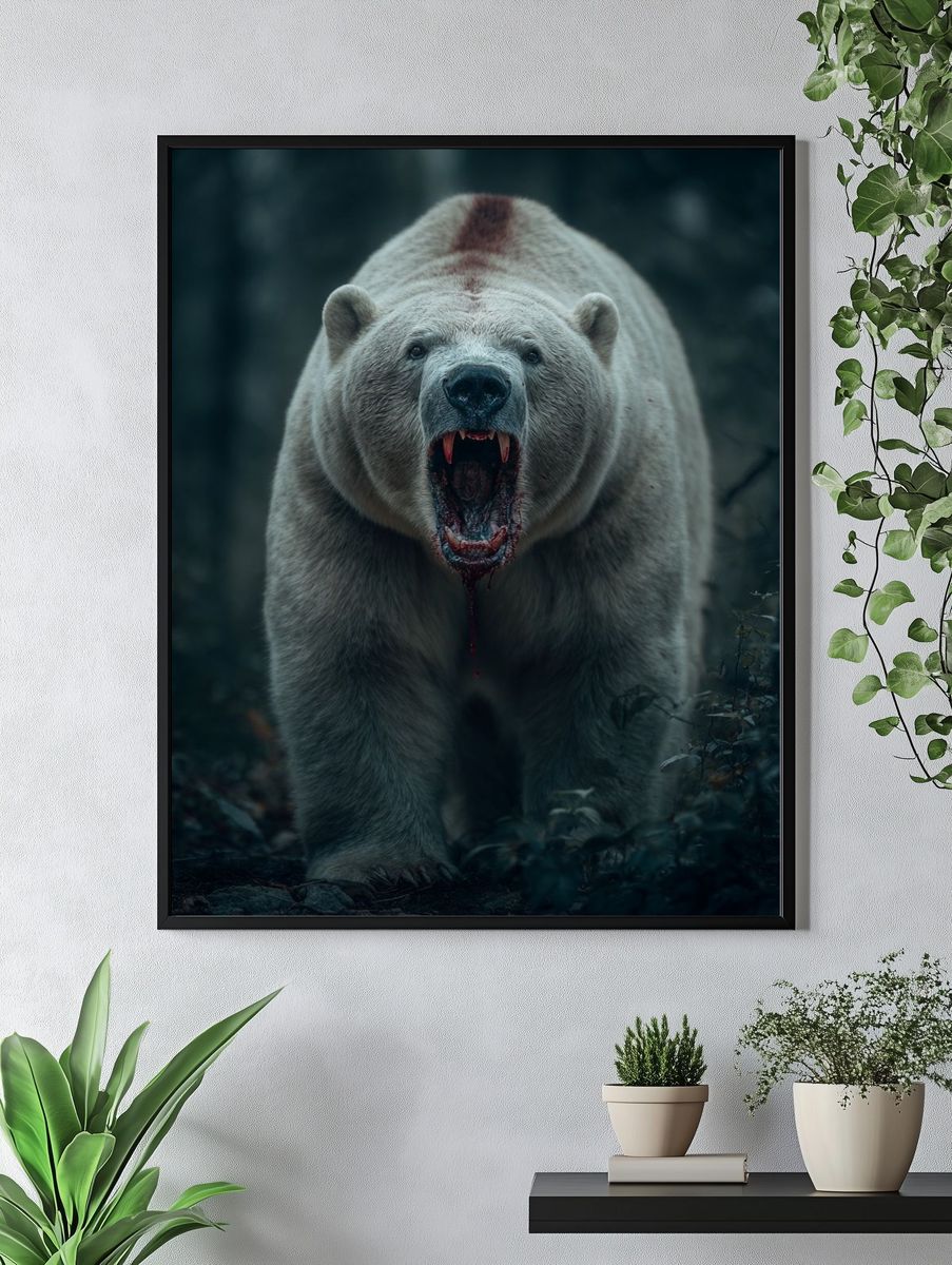Fierce Polar Bear Photography Poster. — room view 4