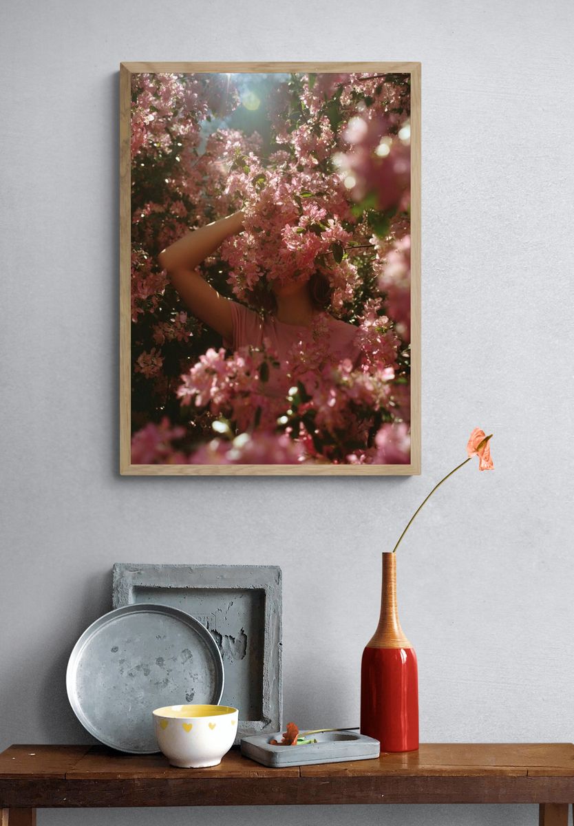 Pink Blossom Portrait Photography Poster. — room view 3
