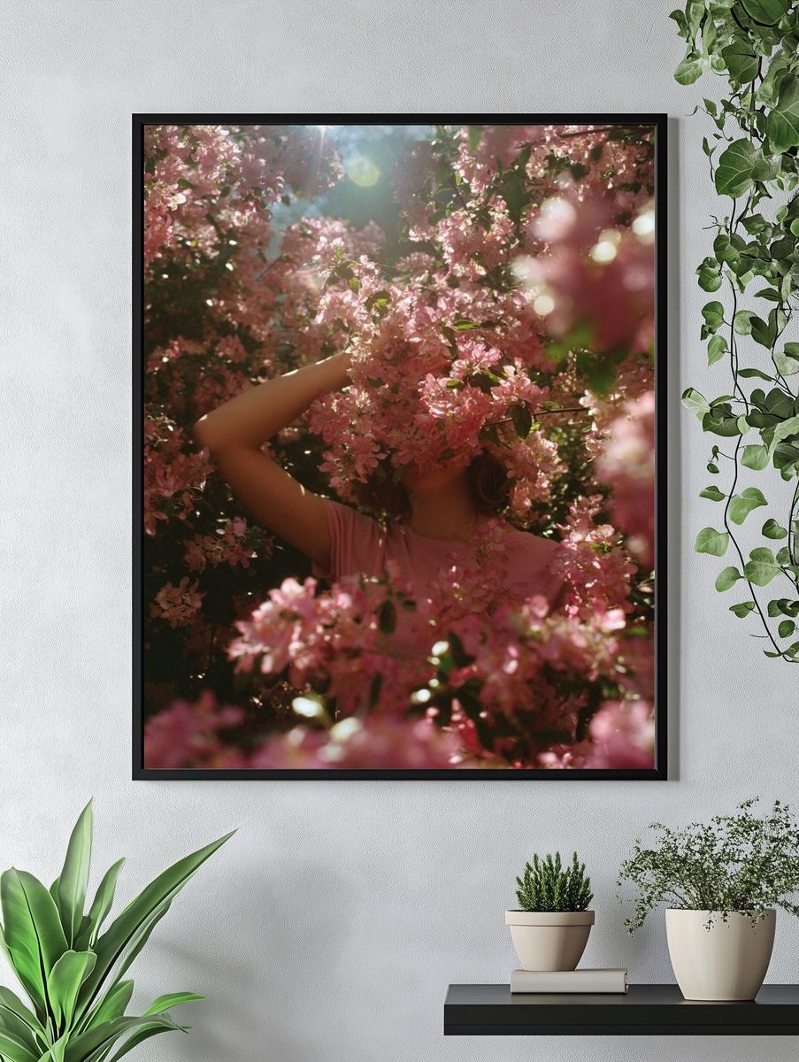Pink Blossom Portrait Photography Poster. — room view 4