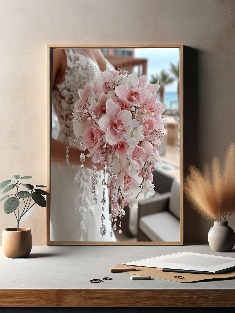 Pink Bridal Bouquet Photography Poster. — room view 2
