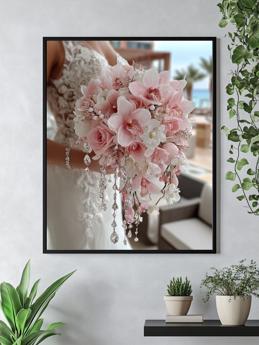 Pink Bridal Bouquet Photography Poster. — room view 4
