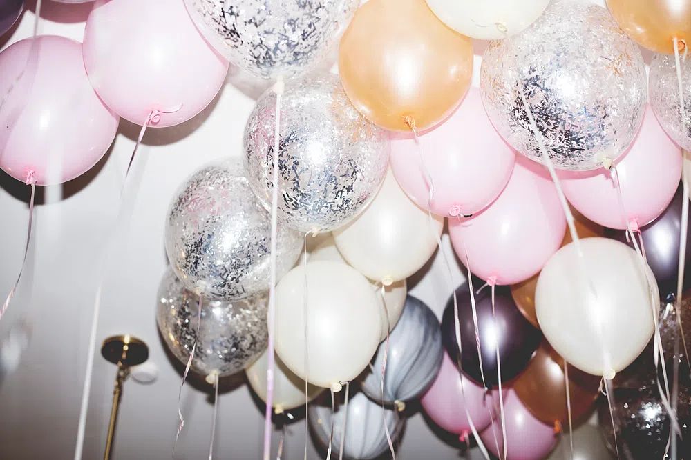 Colorful balloons in a party. poster detail