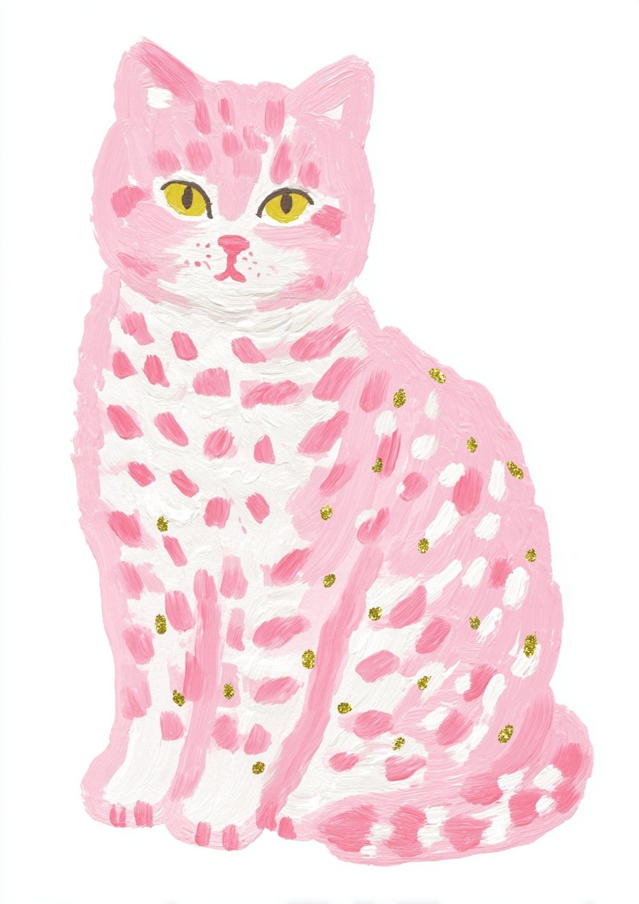 Pink Cat Illustration Poster. poster — illustration art