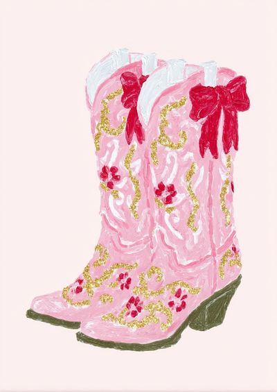 Pink Cowboy Boots — Illustration Print. poster