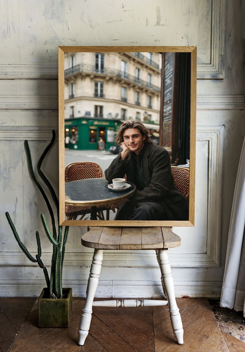 Paris Café Portrait Photography Poster. — room view 1