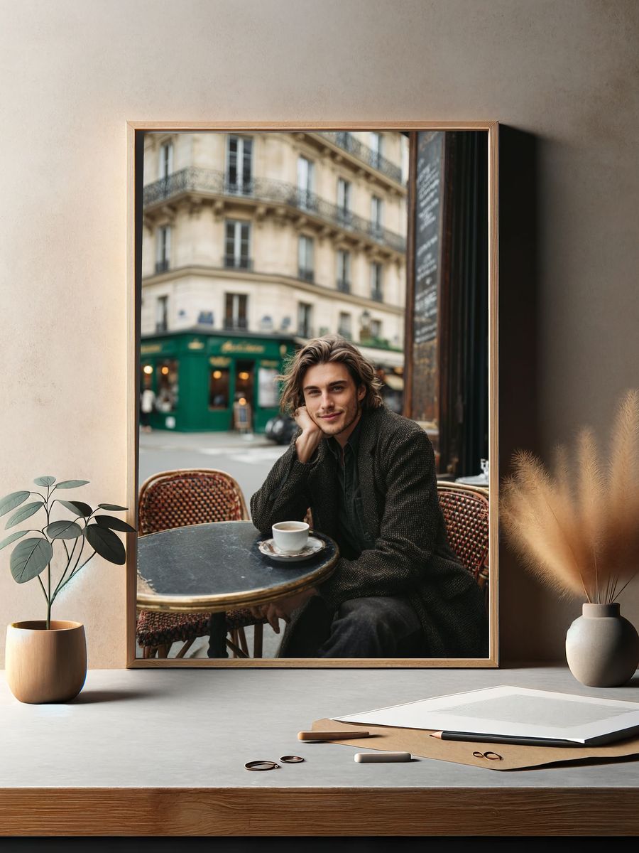 Paris Café Portrait Photography Poster. — room view 2