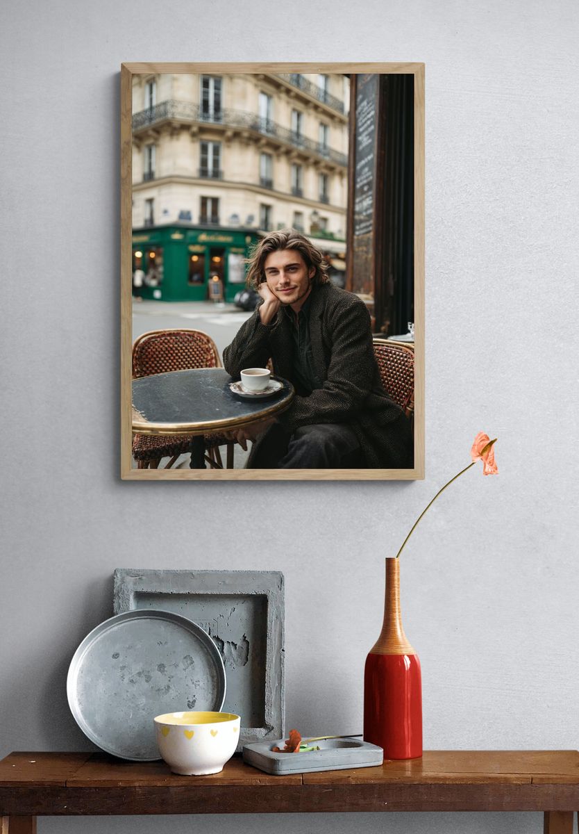 Paris Café Portrait Photography Poster. — room view 3