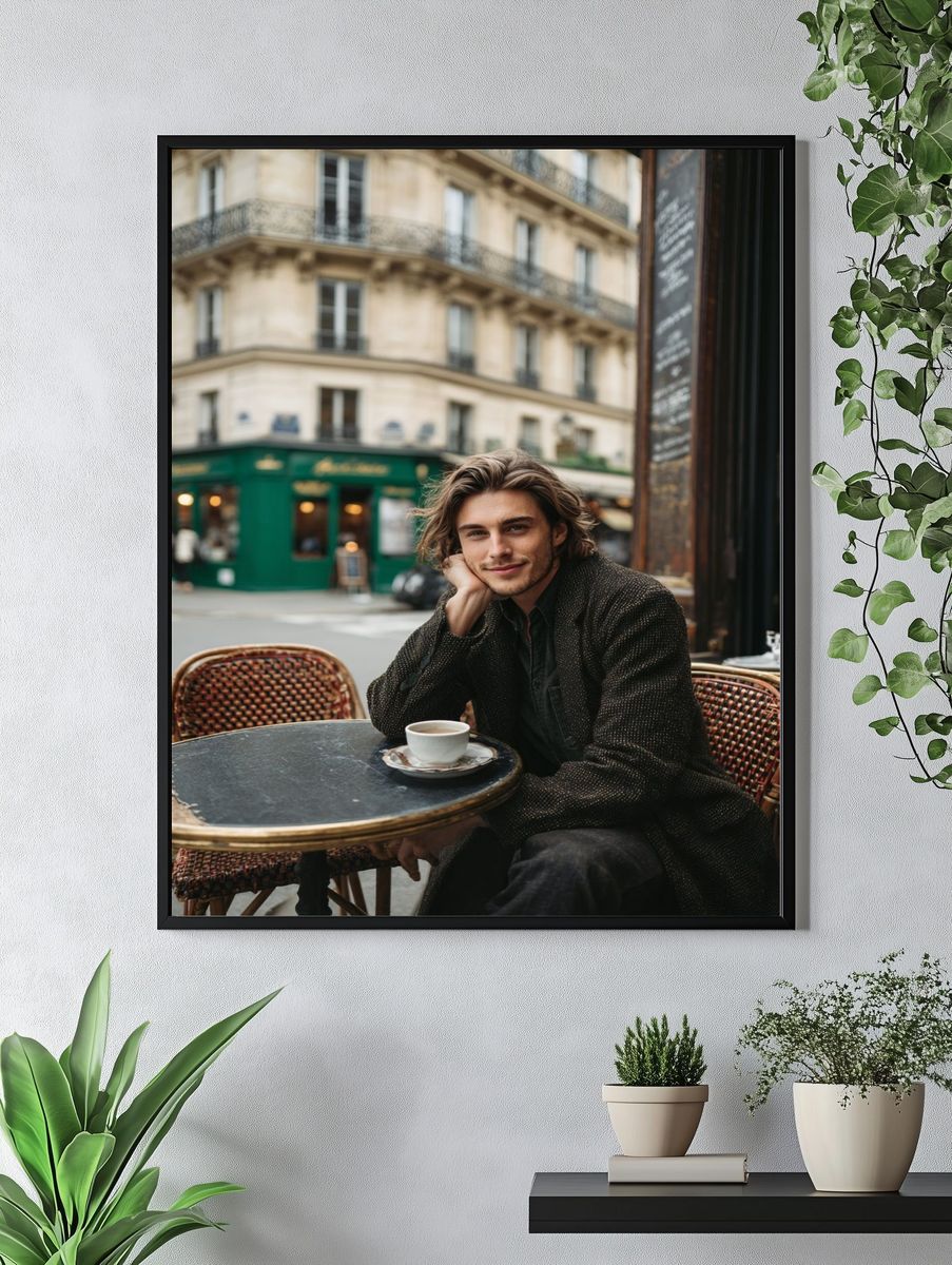 Paris Café Portrait Photography Poster. — room view 4