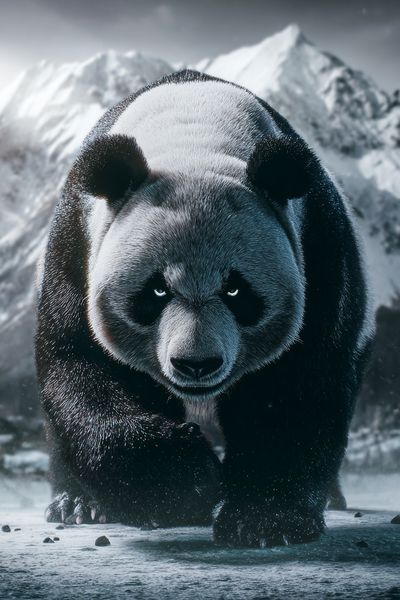 Majestic Panda in Snowy Landscape Poster. poster print