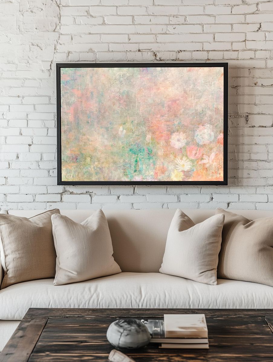 Pastel Floral Abstract Poster. — room view 1