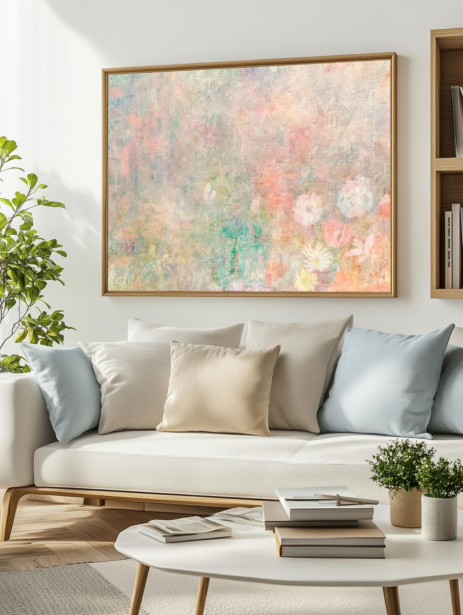 Pastel Floral Abstract Poster. — room view 2
