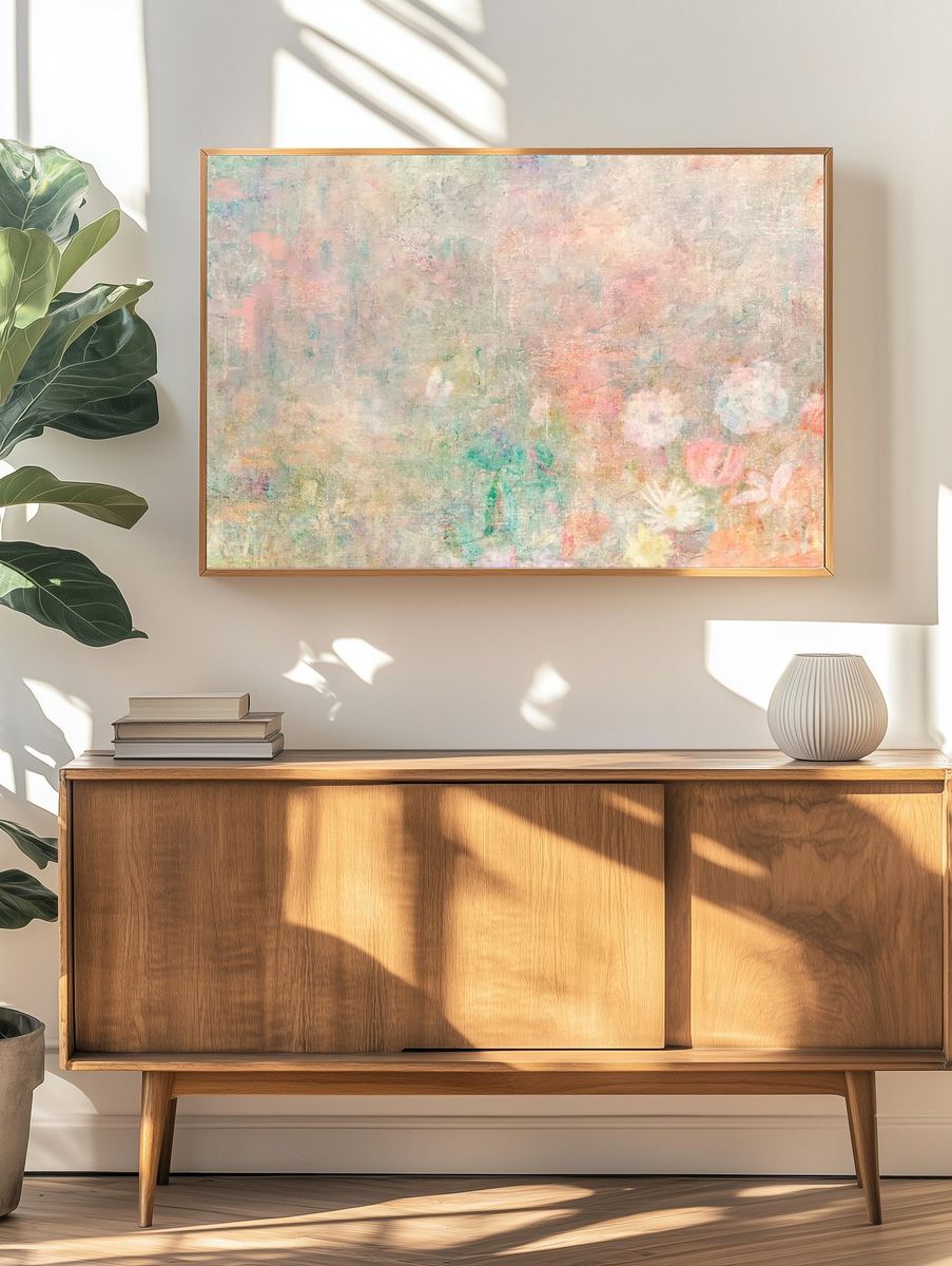 Pastel Floral Abstract Poster. — room view 3