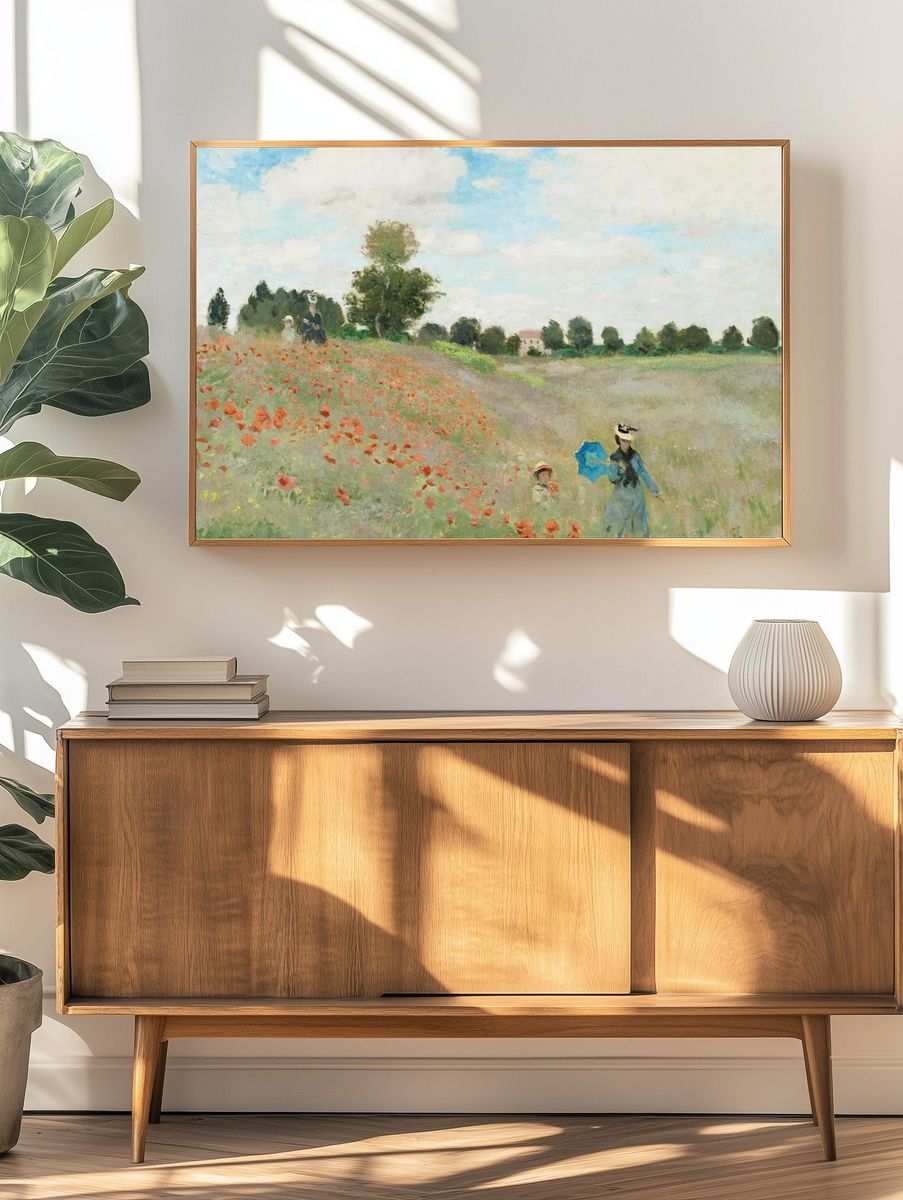 Poppy Field with Figures — Impressionist Print. — room view 3