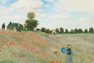 Poppy Field with Figures — Impressionist Print. poster print