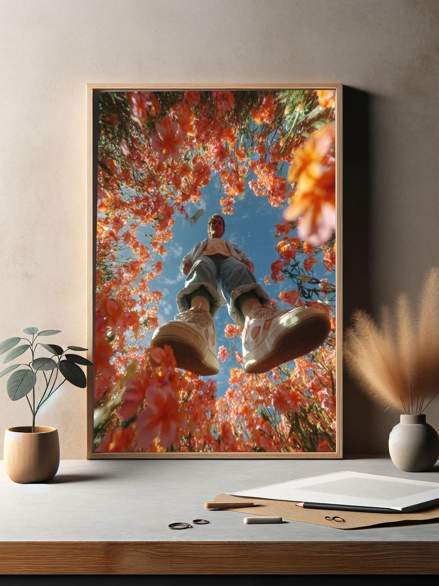 Person in Flower Field — Photography Print. — room view 2