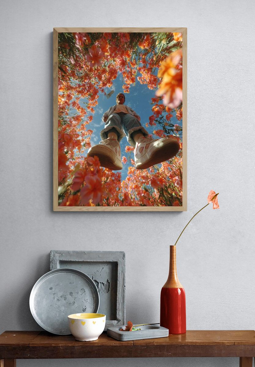 Person in Flower Field — Photography Print. — room view 3