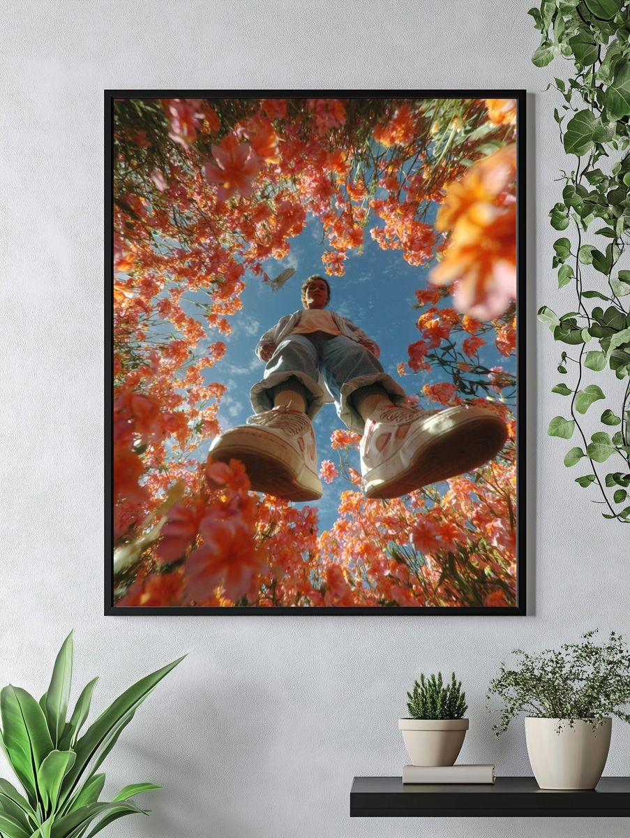 Person in Flower Field — Photography Print. — room view 4