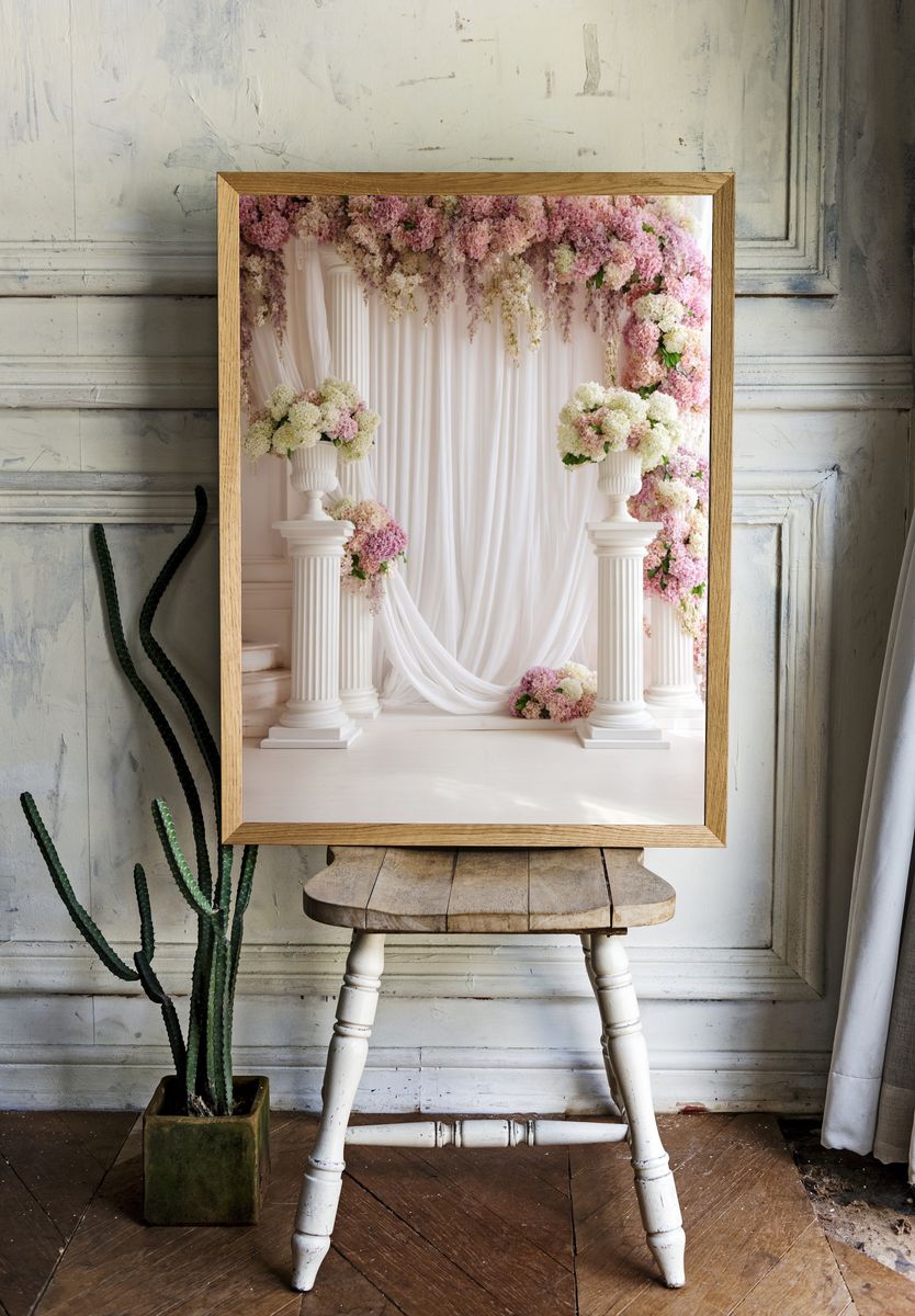 Pastel Floral Archway Photography Poster. — room view 1